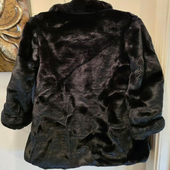 🧡 Storybook Elegant Black Faux Fur Kids Pea Coat 4 - Picture 3 of 5